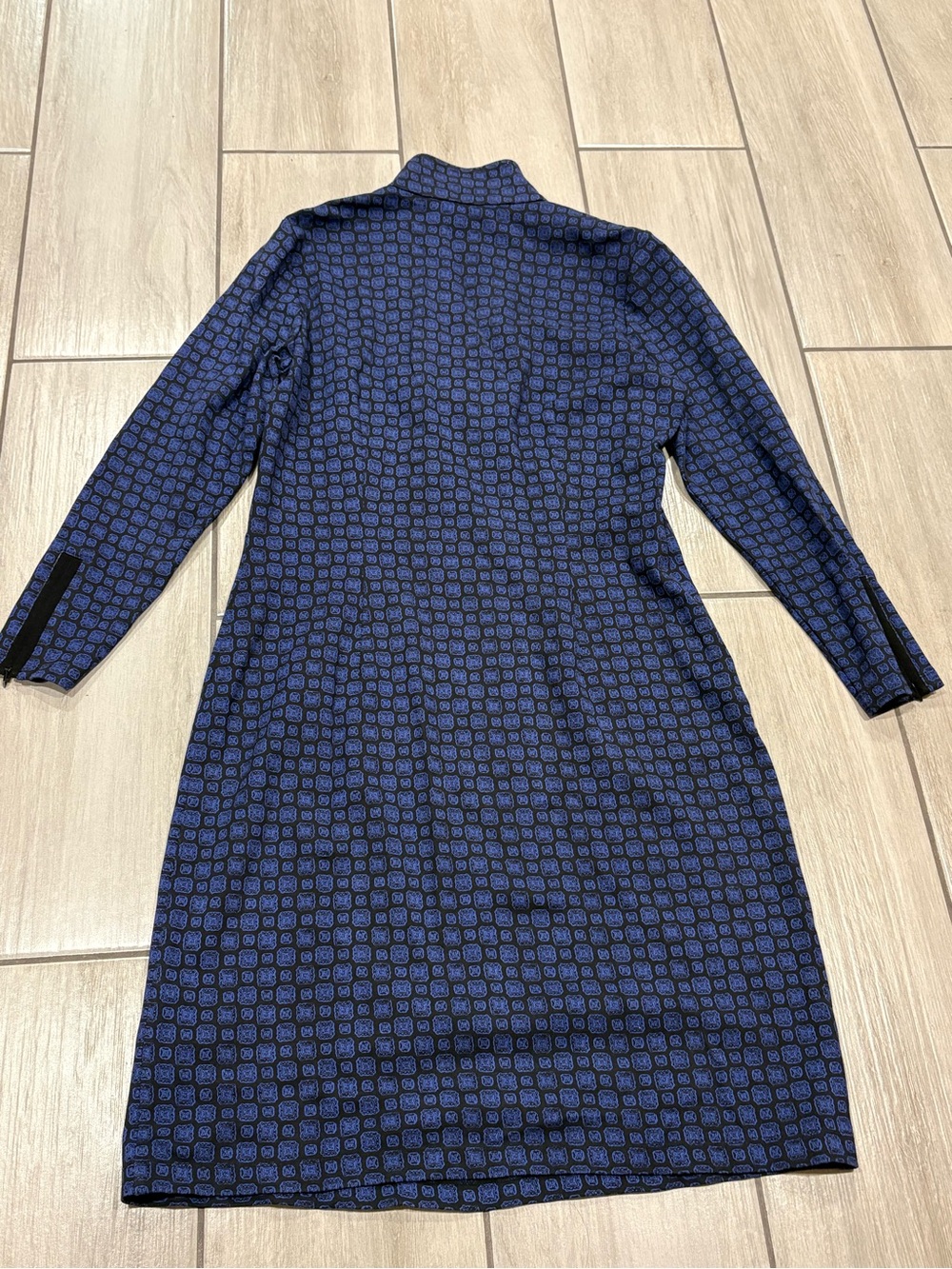 #3 J. MCLAUGHLIN Bedford Dress 1/4 Zip Blue Black Geometric Stretch Size L 18x39 - Picture 7 of 7